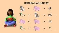 Berapa total jumlah burung dibagi jumlah gajah?