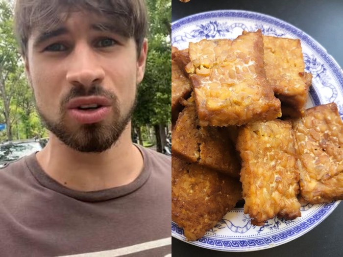 Wow! Bule Ini Doyan Makan Tempe Goreng dan Tempe Penyet