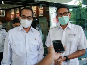 Sandiaga Sambangi Budi Karya, Bahas Proyek Pelabuhan Danau Toba