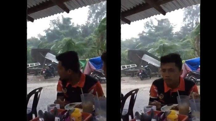 Kocak! 5 Orang Ini Tetap Santai Makan di Tengah Keributan dan Baku Hantam