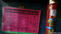 Sementara itu, di dalam wihara ada lilin-lilin raksasa berwarna merah bertuliskan huruf China yang menyala.