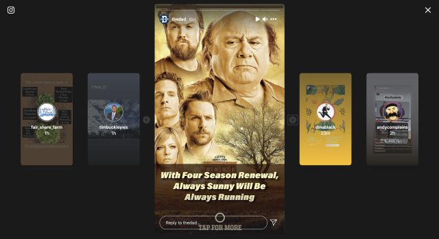 Tampilan Instagram Stories di Desktop