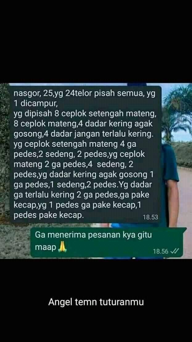 Pesanan 25 Nasi Goreng Super Detail yang Bikin Emosi