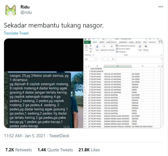 Pesanan 25 Nasi Goreng Super Detail yang Bikin Emosi