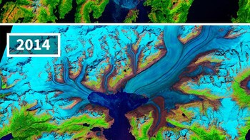 Lelehan Gletser Columbia, Alaska. Foto: NASA via Bored Panda