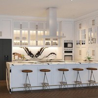 Area dapur yang juga berwarna putih hadir dengan meja island yang dilengkapi kursi bar. (Foto: Instagram/@zaskiasungkar15)