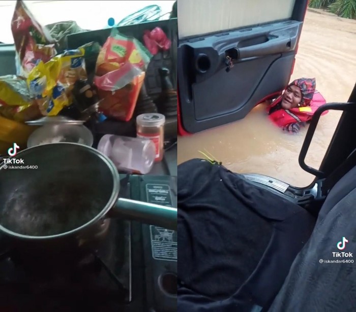 Santuy! Terjebak Banjir di Dalam Truk, Pria Ini Asyik Masak Mie Instan Santuy! Terjebak Banjir di Dalam Truk, Pria Ini Asyik Masak Mie Instan