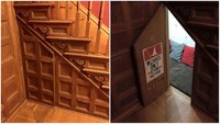 Ruangan tersembunyi juga bisa menjadi kamar. Seperti di rumah ini, pemiliknya menambahkan kamar di bawah tangga seperti kamar Harry Potter. Istimewa/Brightside.me.