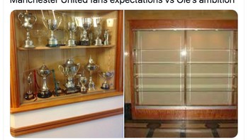 Harapan fans MU akan banyak piala sepertinya berkebalikan dengan ambisi biasa-biasa saja dari Ole. Foto: Twitter