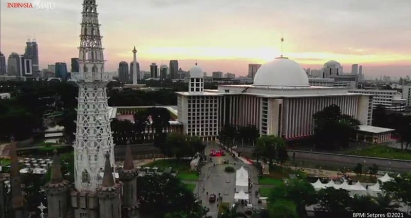 Potret udara Masjid Istiqlal, Jakarta.