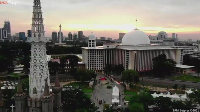 Potret udara Masjid Istiqlal, Jakarta.