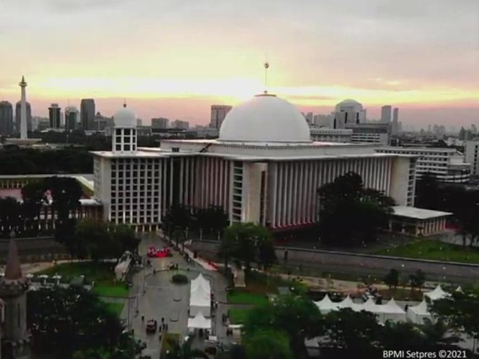 Potret udara Masjid Istiqlal, Jakarta.