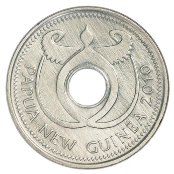 One Papua New Guinean Kina coin isolated on white background