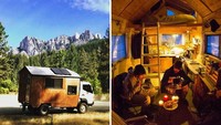 Unik, rumah ini dibangun di dalam truk mini seperti layaknya campervan. Namun, pemiliknya mendesain interiornya lebih unik dibandingkan campervan modern saat ini. Istimewa/Brightside.me.