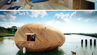 Seorang arsitek bereksperimen untuk membuat rumah berbentuk telur. Rumah itu dibuat dengan panjang 6 meter dan diameter 2,8 meter saja. Uniknya lagi rumah itu dibangun di atas air sehingga penghuninya bisa menikmati alam sekitar. Istimewa/Brightside.me.