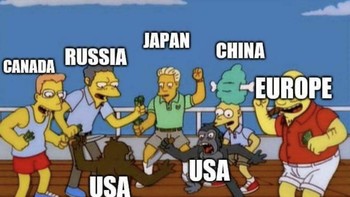 Amerika Serikat bertarung di antara mereka sendiri disoraki oleh negara-negara besar lain. Foto: istimewa