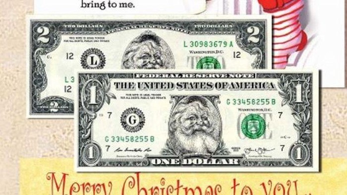 Uang Dollar bergambar Sinterklas