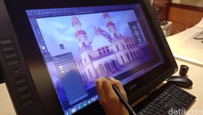 Proses pembuatan film animasi di SMK RUS Kudus, Selasa (5/1/2021).