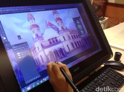 Proses pembuatan film animasi di SMK RUS Kudus, Selasa (5/1/2021).