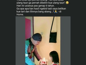 Kisah Driver Ojol Belikan Kue Ulang Tahun Anak Ini Penuh Haru
