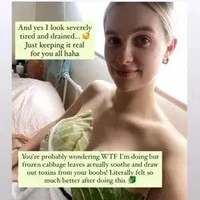 Isabelle menutupi payudaranya dengan sayur kubis. Bukan dalam rangka pemotretan atau keisengannya, namun ternyata ada tujuan khusus Isabelle melakukannya. Foto: dok. Instagram