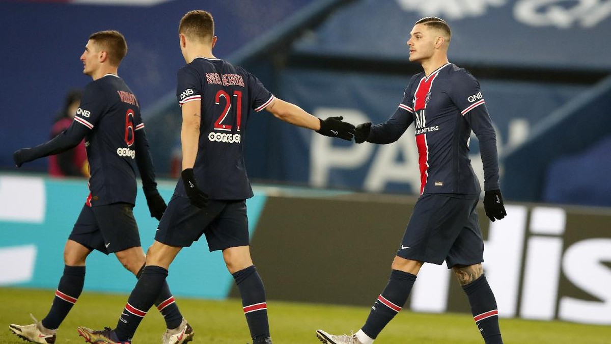 Paris Saint-Germain menang 3-0 atas Brest di Liga Prancis. (Foto: AP/Francois Mori)