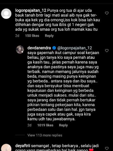 balasan Devano Danendra pada netizen yang julid pada Iis Dahlia