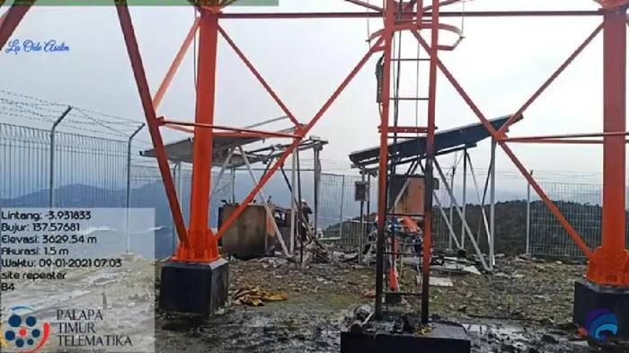 Dua BTS di Kabupaten Puncak, Papua, dibakar. Pelaku diduga kelompok kriminal bersenjata (KKB) (dok Kominfo)