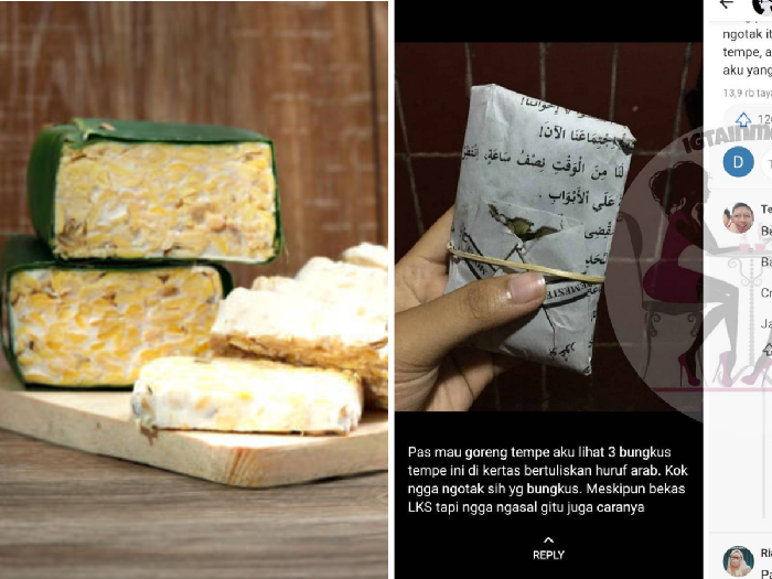 Tempe dibungkus kertas tulisan Arab Tempe Dibungkus Kertas Bertuliskan Arab Ini Picu Perdebatan