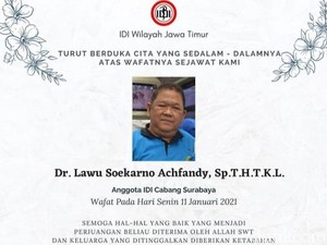 Dokter THT RSUD Soewandhie Meninggal Positif COVID-19 Tertular dari PRT