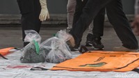 Direktur Operasi Basarnas, Brigjen (Mar) Rasman MS, di JICT II, Pelabuhan Tanjung Priok, Jakarta Utara, kepada wartawan, Selasa (12/1/2021) mengatakan, satu kantong berisi sepihan dan 1 properti barupa baju.