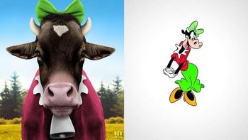 Clarabelle Cow dari karakter animasi Steamboat Willie dari Disney. Foto: Brightside/Dito Von Tease