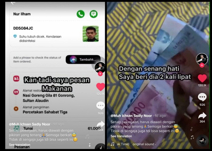 Ojol Terharu Diberi Rp 200 Ribu karena Dedikasinya Antar Makanan