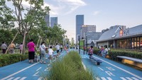Taman ini dirancang oleh studio arsitektur Sasaki. Idenya adalah memanfaatkan landasan pacu Bandara Longhua yang terletak di tepi sungai Xuhui, Shanghai sebagai ruang bersantai bagi masyarakat.