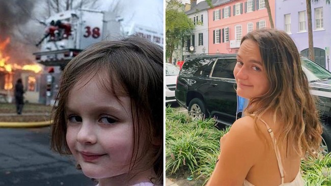 Disaster Girl Zoe RothZoe Roth adalah sosok anak kecil yang tampak tersenyum mencurigakan ketika rumahnya kebakaran. Sebelum jadi legenda di internet, foto ikonik tersebut memenangkan penghargaan fotografi dan dipublikasi di majalah. Zoe mengatakan jika foto ini membantunya membayar biaya kuliah. Foto: Internet/Instagram Zoe Roth