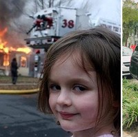 Disaster Girl Zoe RothZoe Roth adalah sosok anak kecil yang tampak tersenyum mencurigakan ketika rumahnya kebakaran. Sebelum jadi legenda di internet, foto ikonik tersebut memenangkan penghargaan fotografi dan dipublikasi di majalah. Zoe mengatakan jika foto ini membantunya membayar biaya kuliah. Foto: Internet/Instagram Zoe Roth