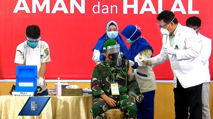 Penyuntikan vaksin corona di Riau (Raja Adil-detikcom)