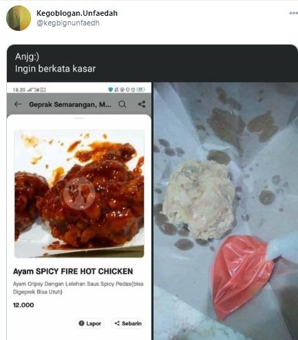 Pesan Ayam Goreng Pedas yang Tidak Sesuai Ekspektasi