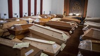 Jumlah kasus infeksi Corona di Jerman tembus 2 juta kasus. Keparahan pandemi Corona ini terlihat dari tumpukkan peti mati jenazah pasien COVID-19 di krematorium. Getty Images/Maja Hitij.