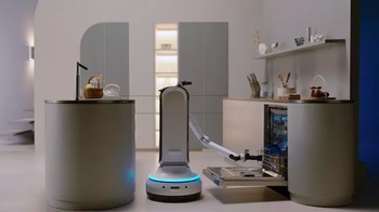 Samsung Bot Handy bisa meletakkan piring kotor di mesin pencuci piring, mengambil jemuran atau menuangkan minuman. Bot Handy bekerja sebagai robot asisten rumah tangga. (Foto: Samsung)