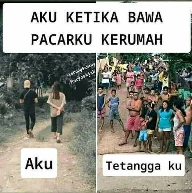 Ngajak pacar ke rumah tapi yang ngeliatin se-RT gini. Ada yang pernah ngalamin? Foto: memegenerator.net