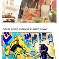 Bedanya kalau ajak pacar cowok vs cewek. Kalau cewek diajak masak bareng, kalau cowok udah siap-siap martabak spesial aja deh.. Foto: 1cak.com