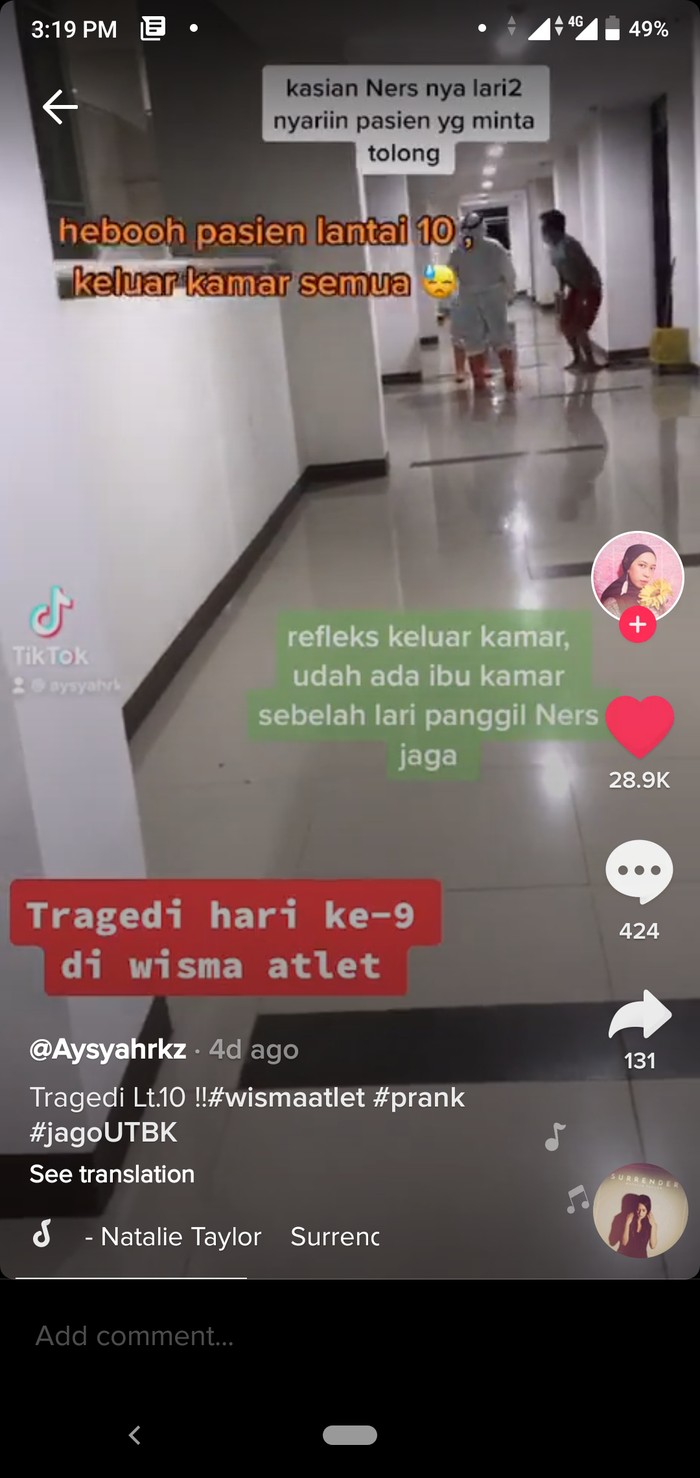 Bikin Heboh Wisma Atlet, Pasien Covid-19 Ini Teriak Karena Lapar