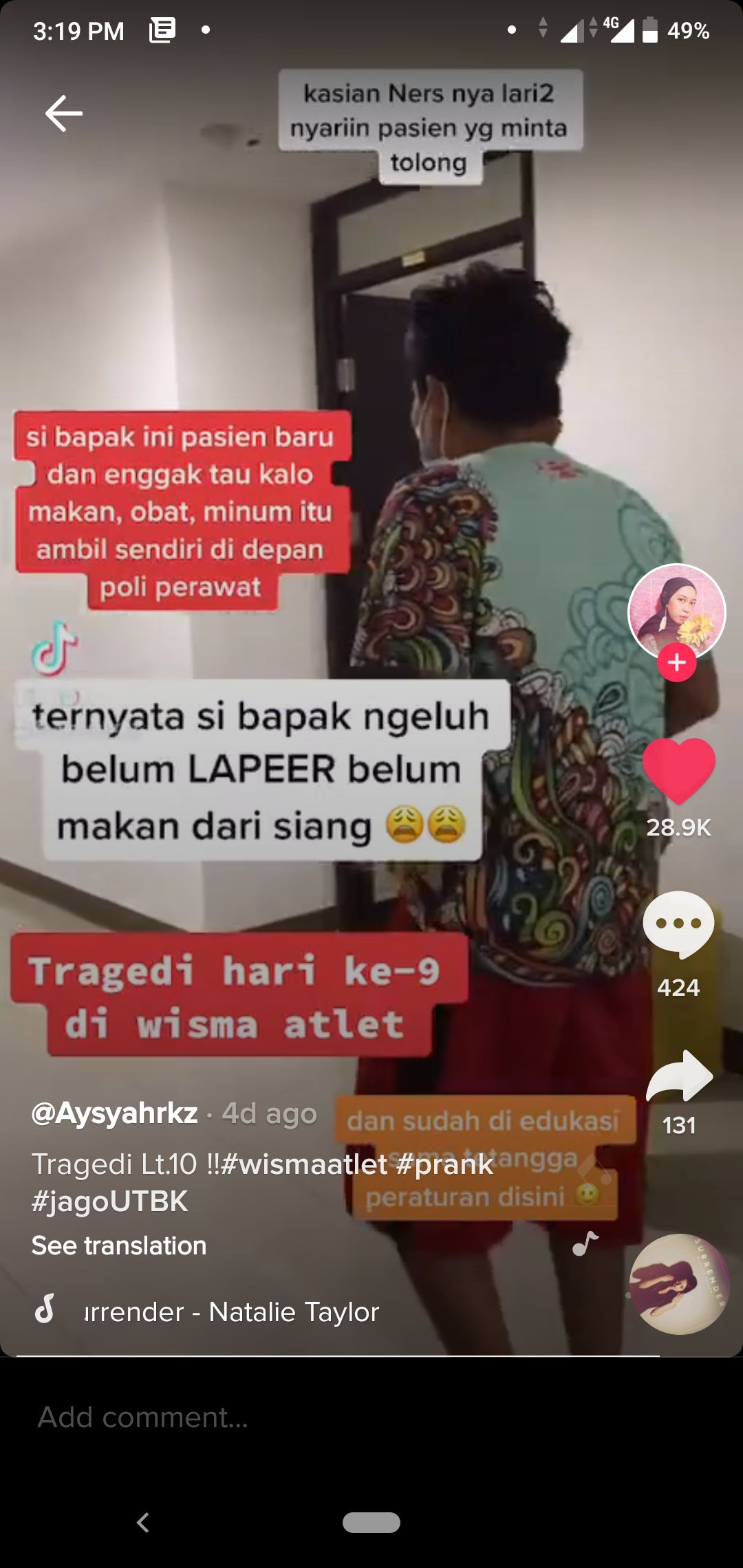 Bikin Heboh Wisma Atlet, Pasien Covid-19 Ini Teriak Karena Lapar