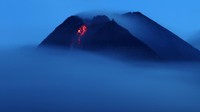 Gunung Merapi memuntahkan guguran lava pijar, Senin (18/1/2021) pagi.