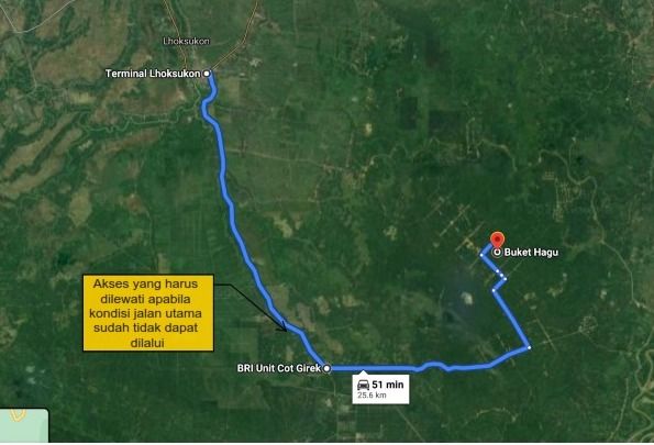 Jalanan rusak menuju Desa Buket Hagu, Lhoksukon, Aceh Utara. (Dok Wahyu via Pasangmata)