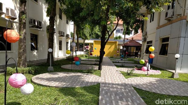 Salah satu taman di BPSDM yang bisa dibuat bersantai