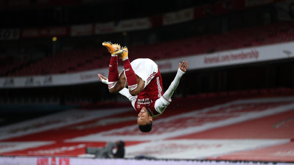 Striker Arsenal, Pierre-Emerick Aubameyang. (Foto: Catherine Ivill/Getty Images)