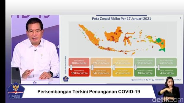 Zona merah di Indonesia per 19 Januari 2021 (tangkapan layar)