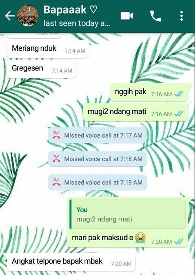 Typonya kebangetan nih sampai bapaknya langsung menelepon berkali-kali. Auto panik deh kalau di posisi ini. Foto: Twitter.com/sbyfess